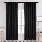 Deconovo Blackout Curtains, Thermal Insulated, W52 x L95 2 Panels, Back Tab, Machine Washable, Room-Darkening Drapes for Bedroom/Living Room Black