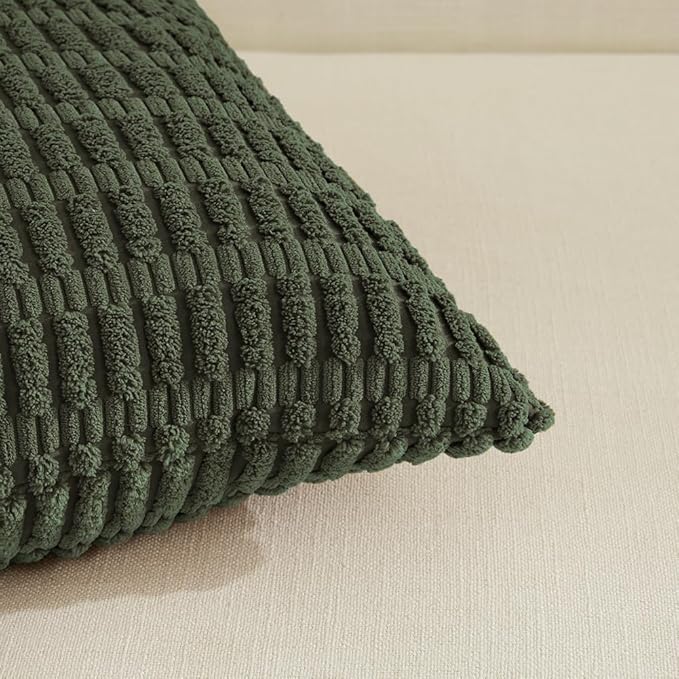 Fancy Homi 4 Packs Decorative Throw Pillow Covers for Living Room Couch Bed, Modern Farmhouse Boho Home Décor Accent Cushion Case, 24" x 16", Olive Green
