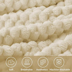 BEDELITE Fleece Throw Blanket for Couch & Bed - 3D Jacquard Decorative Beige Blanket, Super Soft and Cozy Warm Fuzzy Blanket All Seasons Suitable, 50x60Inches