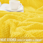 Exclusivo Mezcla Fleece Throw Blanket Extra Large, Super Soft and Warm Blankets for Couch, Sofa and Bed Waffle Textured, Cozy, Fuzzy and Lightweight (Vibrant Yellow, 50x70 Inches)