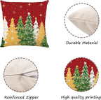 ONFAON Christmas Decorations - Christmas Pillow Covers 18 x 18 Inches Set of 4,Xmas Tree Throw Pillow Cases Winter Holiday Decor for Sofa Living Room