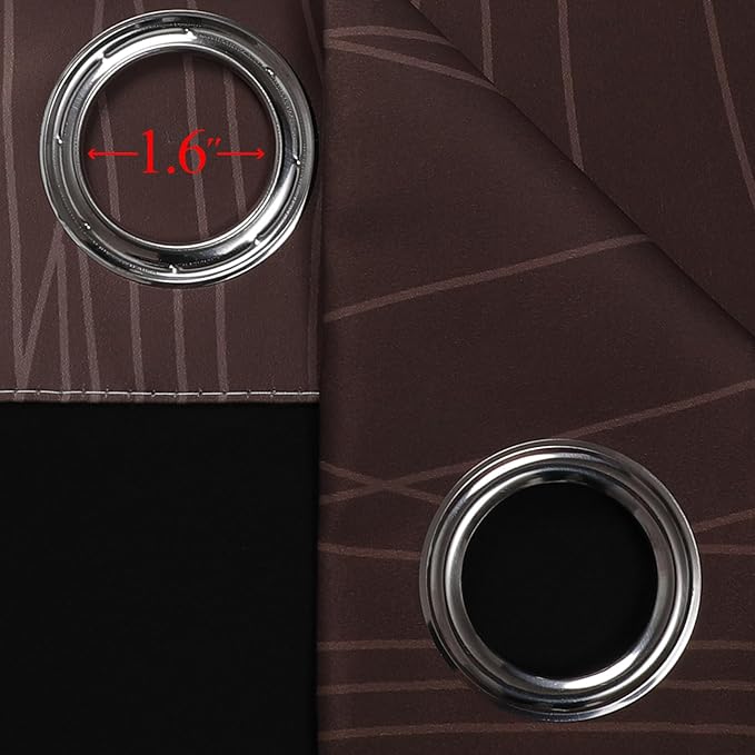 Estelar Textiler Brown and Greyish White Blackout Curtains 52Wx45L 2 Panels