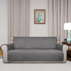 PureFit Reversible Quilted Sofa Cover, Water Resistant Slipcover Furniture Protector, Washable Couch Cover with Non Slip and Elastic Straps for Kids, Pets (Oversized Sofa, Gray/Gray)