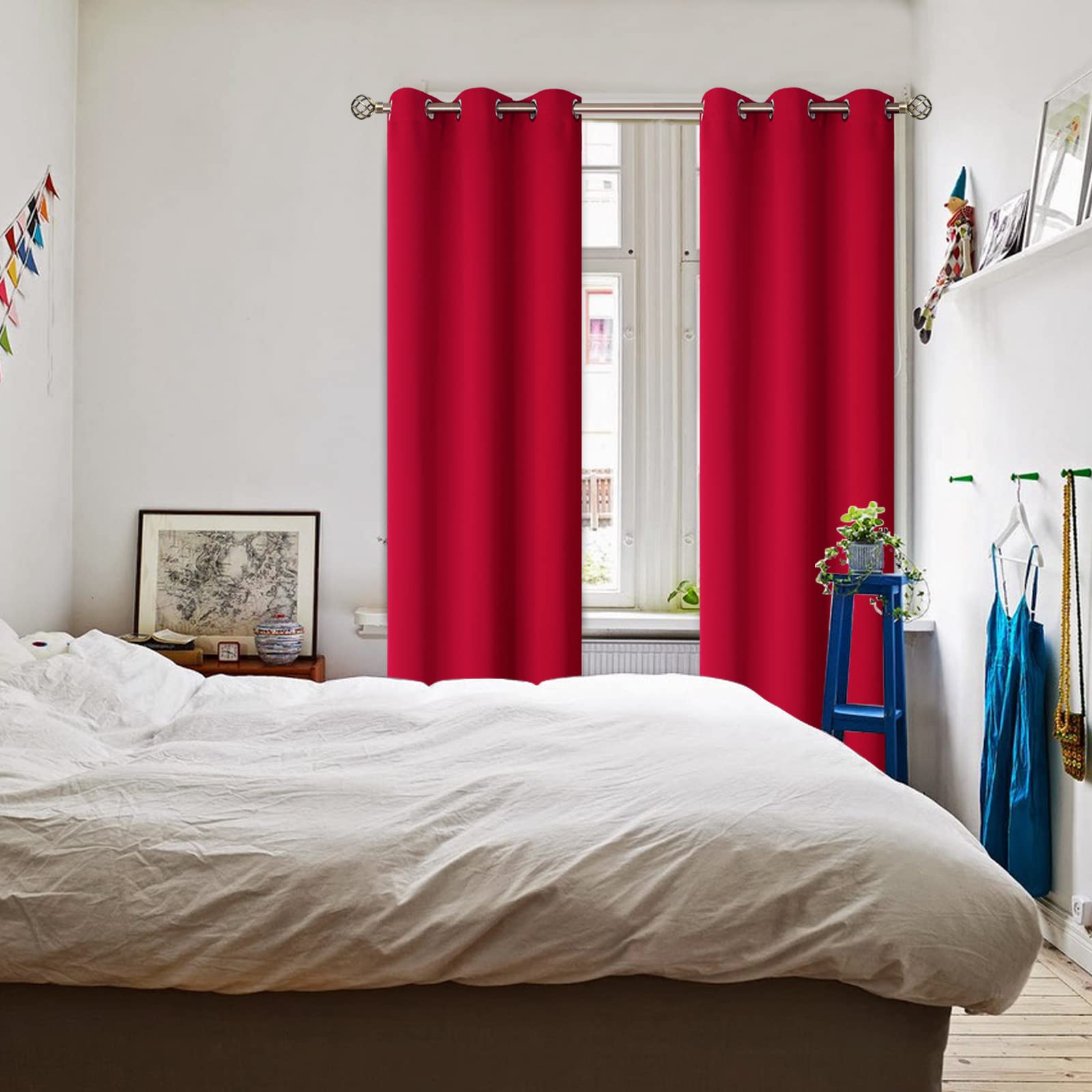 BGment Red Blackout Curtains for Living Room 84 Inch Long - 2 Panels