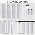 Nanspring Snow White Linen Curtains 96 Inches Long for Living Room Light Filtering Semi Sheer Curtain Back Tab Luxury Neutral Coastal Modern Farmhouse Decor Drapes for Bedroom Office 52x96, 2 Panels