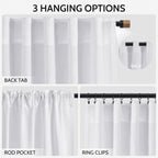 Snow White Linen Curtains 63 Inch Length for Living Room Light Filtering Semi Sheer Curtain Back Tab Luxury Neutral Coastal Modern Farmhouse Decor Drapes for Bedroom Dinner Room 52x63, 2 Panels