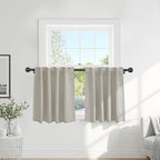 PONY DANCE Short Black Out Curtain Panels for Basement, Small Curtains for Bathroom, Thermal Insulated Tiers for Basement, 34x30 Inch, Cream, 2 Panels