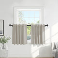 PONY DANCE Blackout Short Cafe Curtains, Privacy Light Block Small Window Curtains for Bedroom Kitchen Basement Dining Classroom, W 29 x L 30 inches, Cream, 2 Panels