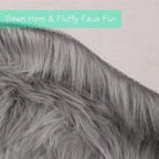 duduta Gray Faux Sheepskin Chair Seat Covers, Fluffy Shag Fur Throw Rugs Room Decor 2x3 ft