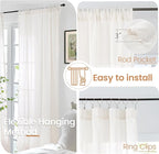 BGment 45 Inch Length Linen Semi Sheer Curtains for Living Room Window - Short Drapes Light Filtering Natural Rustic with Rod Pocket for Bedroom Lightweight, 2 Panels Set, 42 X 45 Inch