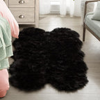 ORINOVA Black Shag Faux Fur 4x6 Area Rugs for Bedroom Washable Fuzzy Sheepskin Fur Rug for Living Room Nursery Rug