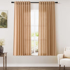 Nanspring Mist Sage Linen Curtains Semi Sheer 96 Inches Long 2 Panels Set for Living Room Back Tab Rod Pocket Light Filtering Drape for Bedroom Modern Farmhouse Coastal Decor Protect Privacy 52x96 — 기타