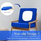 Newwiee Set of 4 Stretch Patio Cushion Covers Sofa Couch Seat Chair Slipcovers Cushion Cover Replacement Furniture Protector for Pets Washable(Royal Blue,Seat Cover,Solid)