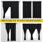 NICETOWN Black Blackout Curtains with Attached Valance, Solid Room Darkening Window Treatment Drapes/Draperies for Bedroom (2 PCs, 52 inches Wide by 45 inches Long)