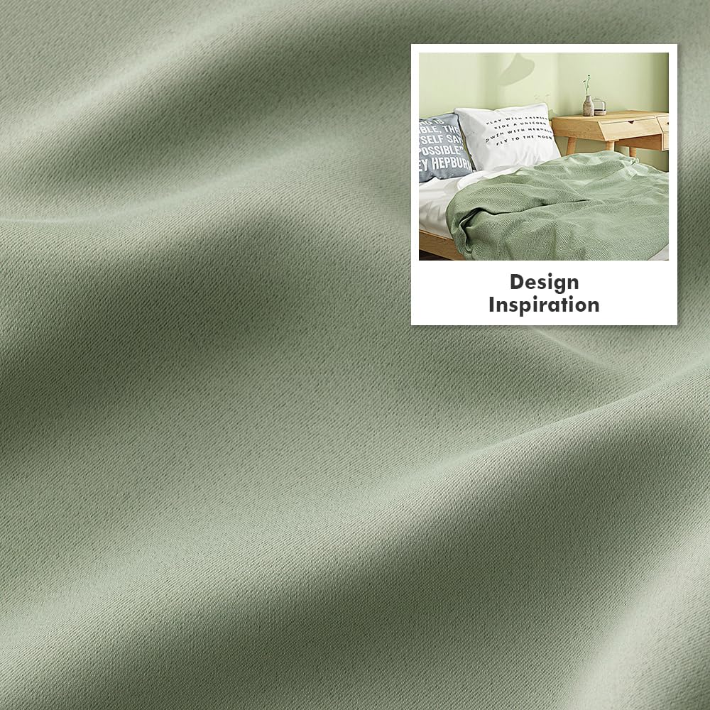 MIULEE Sage Green Blackout Bedroom Curtains Drapes 90 Inch Long 52"x90"