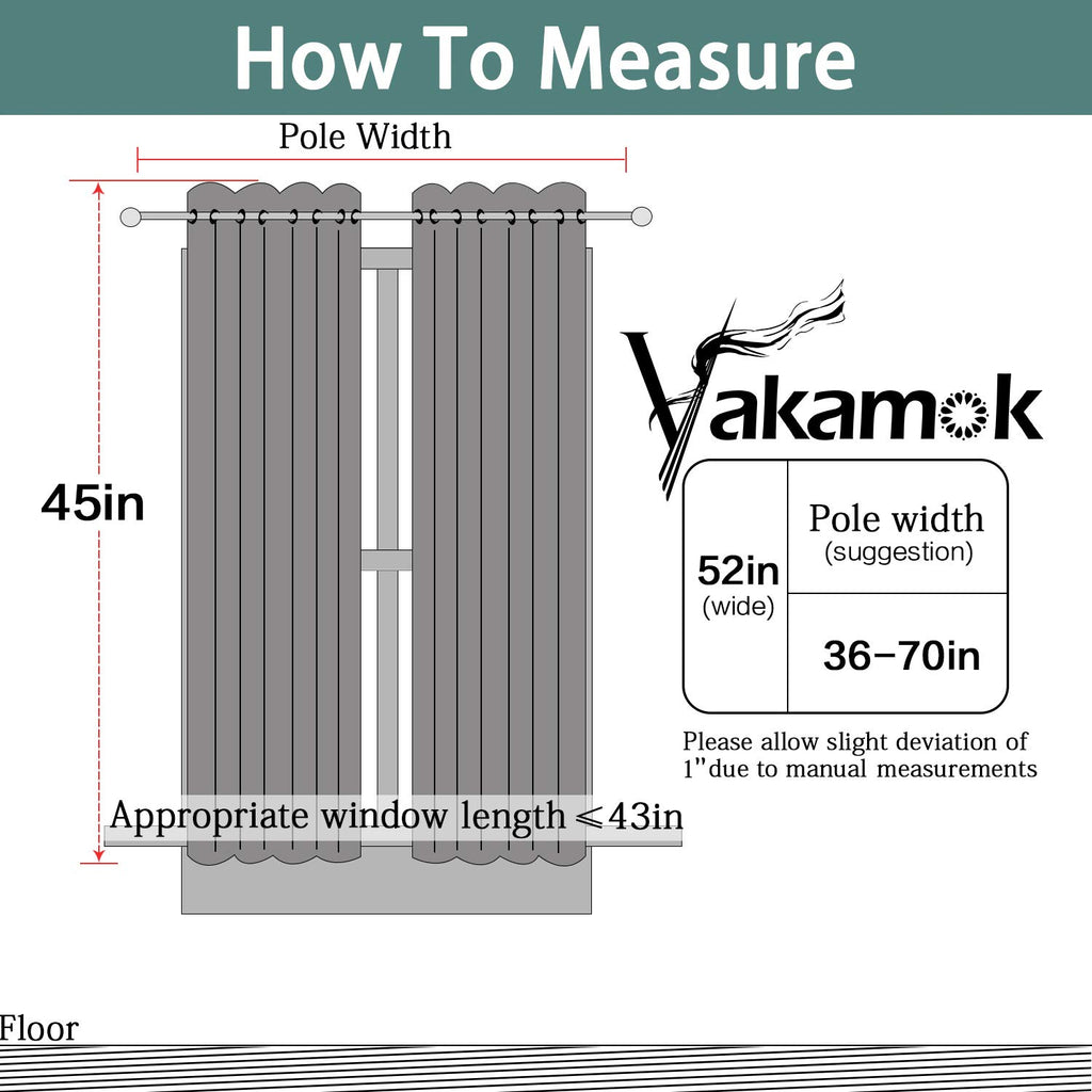 Yakamok Room Darkening Curtains 52x45 inch Length Navy Blue-Living Room
