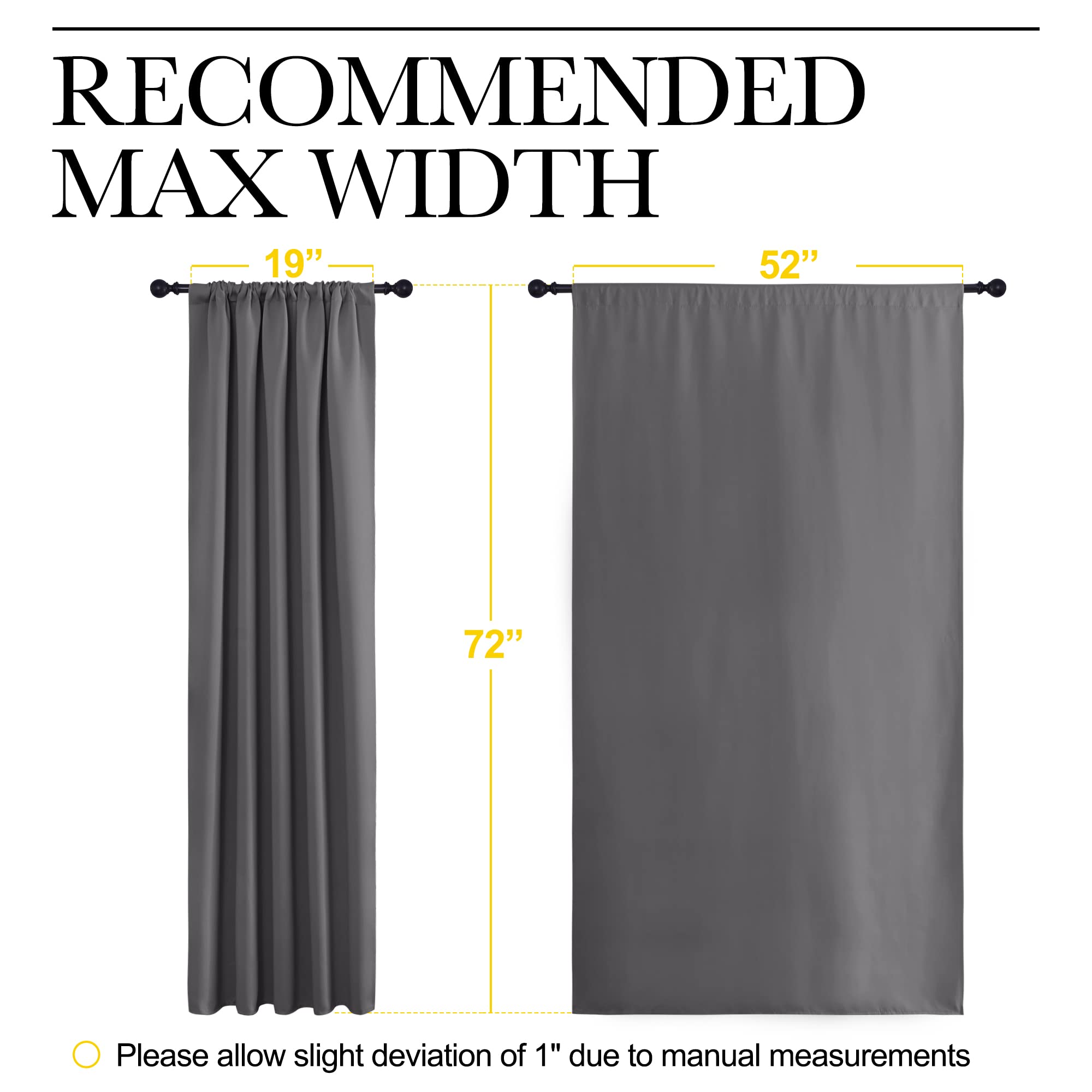 NICETOWN Blackout Curtain Panels for Window - Thermal Insulated Rod Pocket Blackout Drapes/Draperies for Dining Room (2 Panels, W52 x L72 inches, Grey)