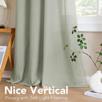 H.VERSAILTEX 2 Pack Ultra Luxurious High Woven Linen Elegant Curtains Semi Sheer Grommet Curtain Panels Light Filtering Privacy Panels Drapes, Nickel Grommet, Extra Long 52x108-Inch, Sage