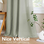 H.VERSAILTEX 2 Pack Ultra Luxurious High Woven Linen Elegant Curtains Semi Sheer Grommet Curtain Panels Light Filtering Privacy Panels Drapes, Nickel Grommet, Extra Long 52x108-Inch, Sage