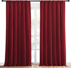 NICETOWN Christmas Living Room Curtains for Window - Energy Efficient & Noise Reducing Thermal Insulated Rod Pocket Blackout Drapes/Draperies for Living Room (Burgundy Red, 2 Panels, W70 x L95)