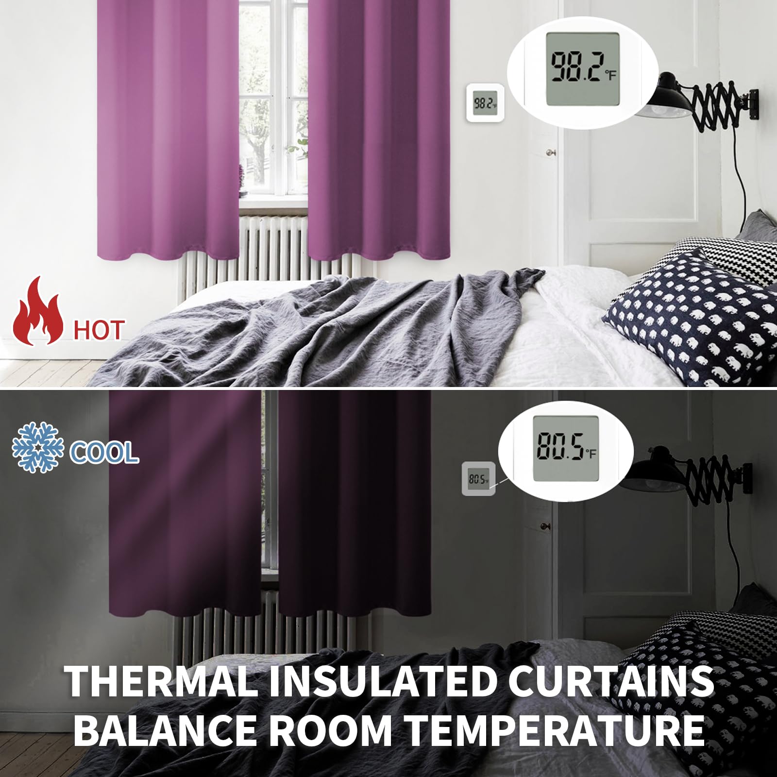 BGment Eggplant Purple Blackout Curtains for Living Room 95 Inch - 2 Panels