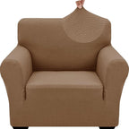 ZNSAYOTX 1 Piece Jacquard Chair Slipcovers for Living Room High Stretch Chair Covers with Arms Anti Slip Pets Friendly Couch Sofa Armchair Cover Furniture Protector (Small,New Pattern Light Coffee)