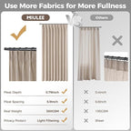 MIULEE Pinch Pleated Thick Linen Curtains 90 Inches Long 2 Panels for Living Room Bedroom, Linen Texture Memory Trained Drapes Pinch Pleat Rustic Farmhouse Window Curtains with Hooks&Rings, Taupe