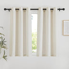 NICETOWN Natural Linen 54 inches Long Curtains for Bedroom, Thick Flax Window Treatments Semi Sheer Privacy Assured with Light Through for Nursery/Bathroom, W42 x L54, 2 Panels