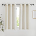 NICETOWN Natural Linen 54 inches Long Curtains for Bedroom, Thick Flax Window Treatments Semi Sheer Privacy Assured with Light Through for Nursery/Bathroom, W42 x L54, 2 Panels
