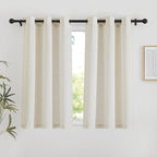 NICETOWN Natural Linen 54 inches Long Curtains for Bedroom, Thick Flax Window Treatments Semi Sheer Privacy Assured with Light Through for Nursery/Bathroom, W42 x L54, 2 Panels