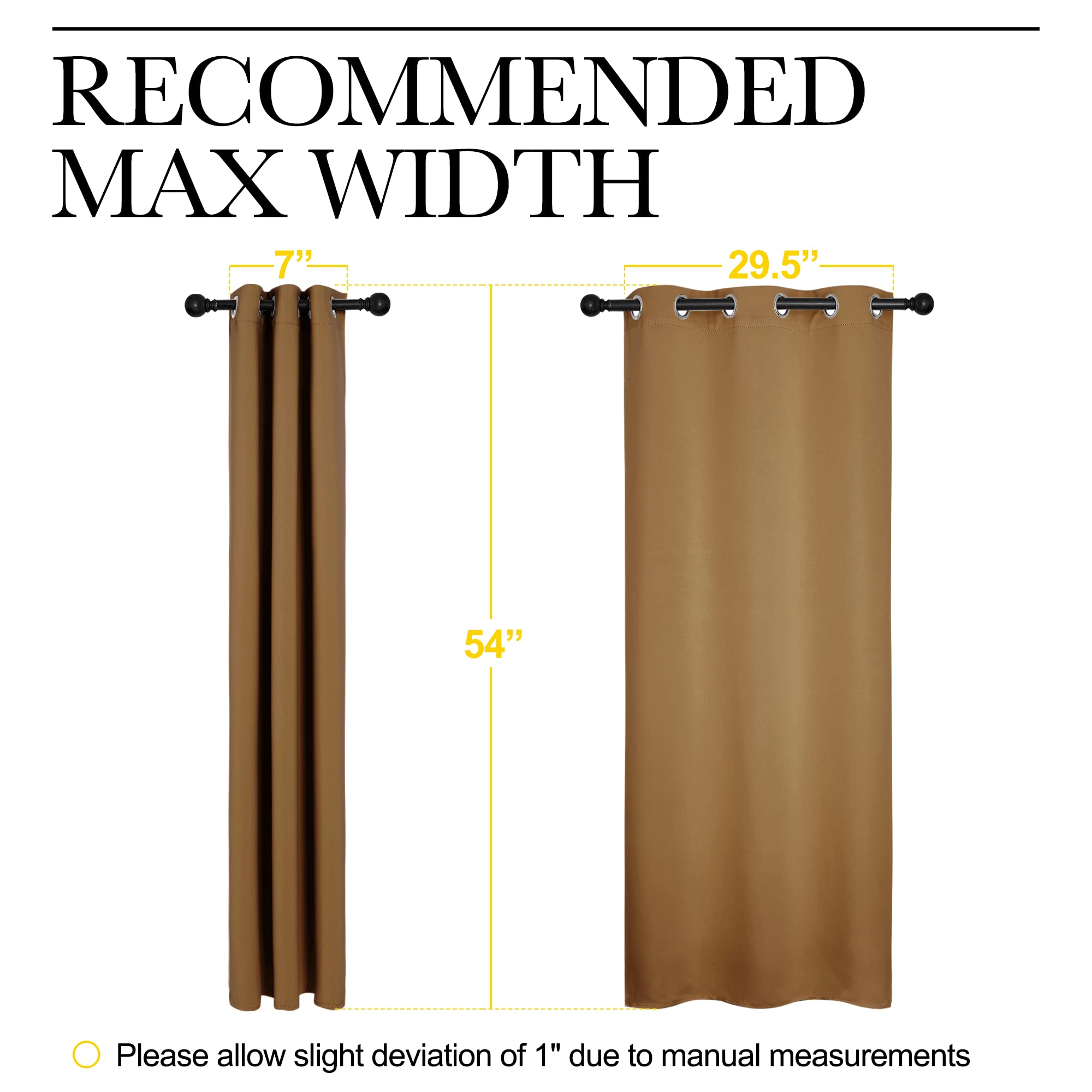 NICETOWN Sleek Blackout Curtains 54 inches Length for Small Windows, Noise Reducing and Block Draft Panels for Door Doorway Laundry Office Luxury Decor Theme (2 Panels, Gold Brown, W34 x L54 -Inch)