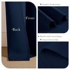 PONY DANCE Blackout Window Curtains - Double Panels Back Tab & Rod Pocket Thermal Insulated Short Drapes for Kitchen Bedroom, 52 Wide x 45 Long Per Panel, Navy Blue, 2 Pieces