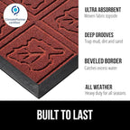 GORILLA GRIP 100% Waterproof All-Season WeatherMAX Doormat, US Designed Natural Rubber, Stain and Fade Resistant, Low Profile Indoor Outdoor Door Mats, Easy Clean Patio Mat, 29x17, Burgundy Leaves