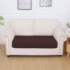 hyha Milk Silk Couch Cushion Covers, Soft Magic Sofa Covers Washable for 2 Cushion Couch, Stretch Sectional Outdoor Cushion Covers for Patio Furniture with Elastic Bottom(Medium, Chocolate)