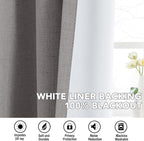H.VERSAILTEX Linen Curtains 100% Blackout Curtains for Bedroom 96 inch Long Full Light Blocking Nature Linen Blended Window Curtains for Living Room Nickel Grommet (2 Panels, Heathered Dove)