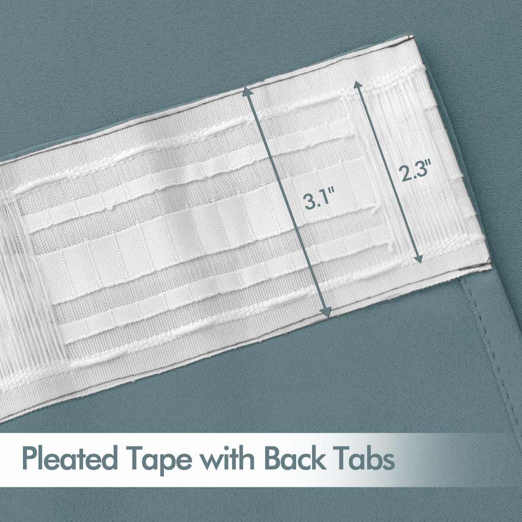 MIULEE Greyish Blue Back Tab Blackout Curtains 52x102 Inch Long 2 Panel Set