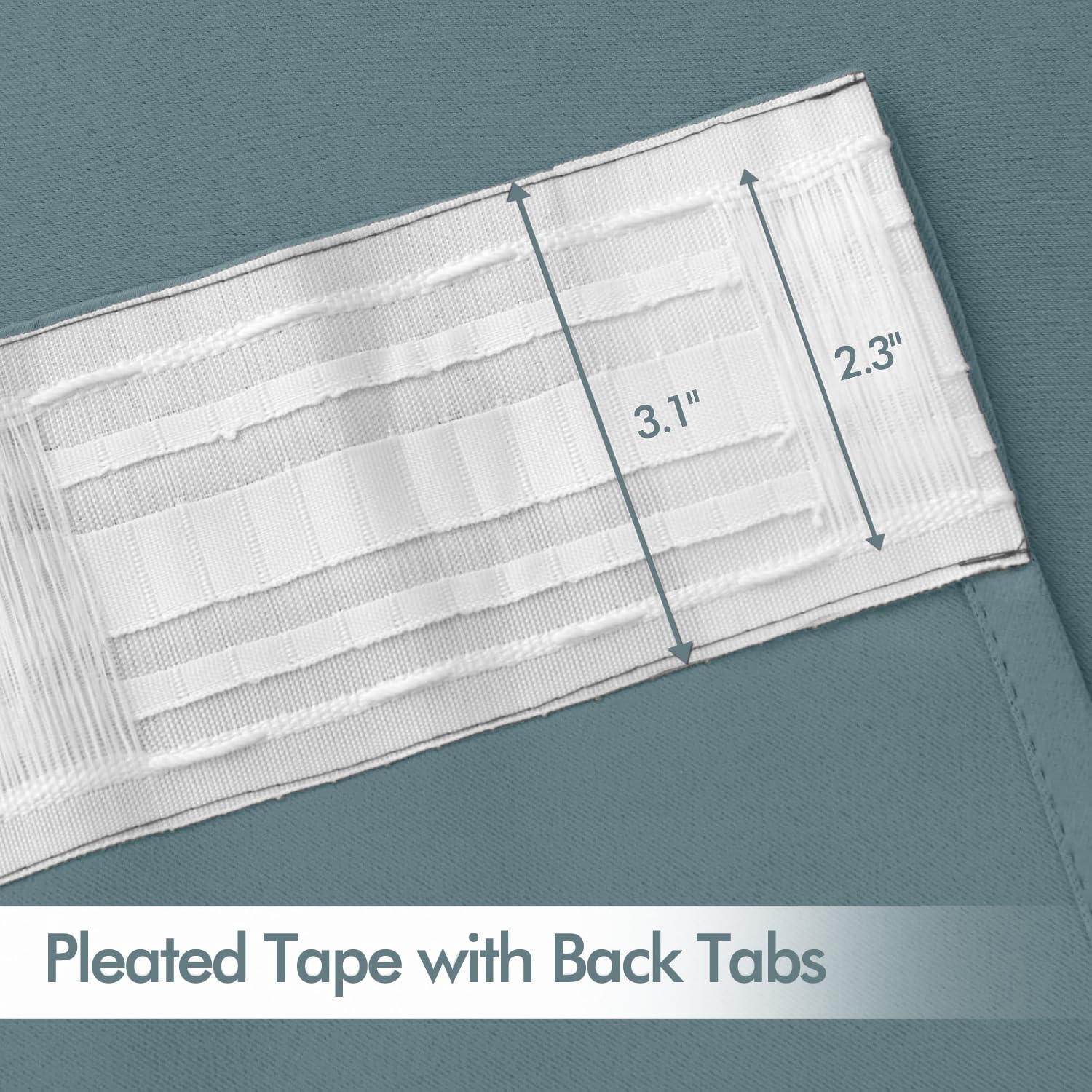 MIULEE Greyish Blue Back Tab Blackout Curtains 52x102 Inch Long 2 Panel Set