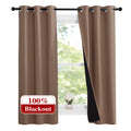 NICETOWN Cappucciono Kitchen Full Blackout Short Curtain Panels, Super Thick Insulated Window Covers, Keeping Out Cold Air and Heat 100% Blackout Blinds with Black Liner (Set of 2, 37 by 63-inch)