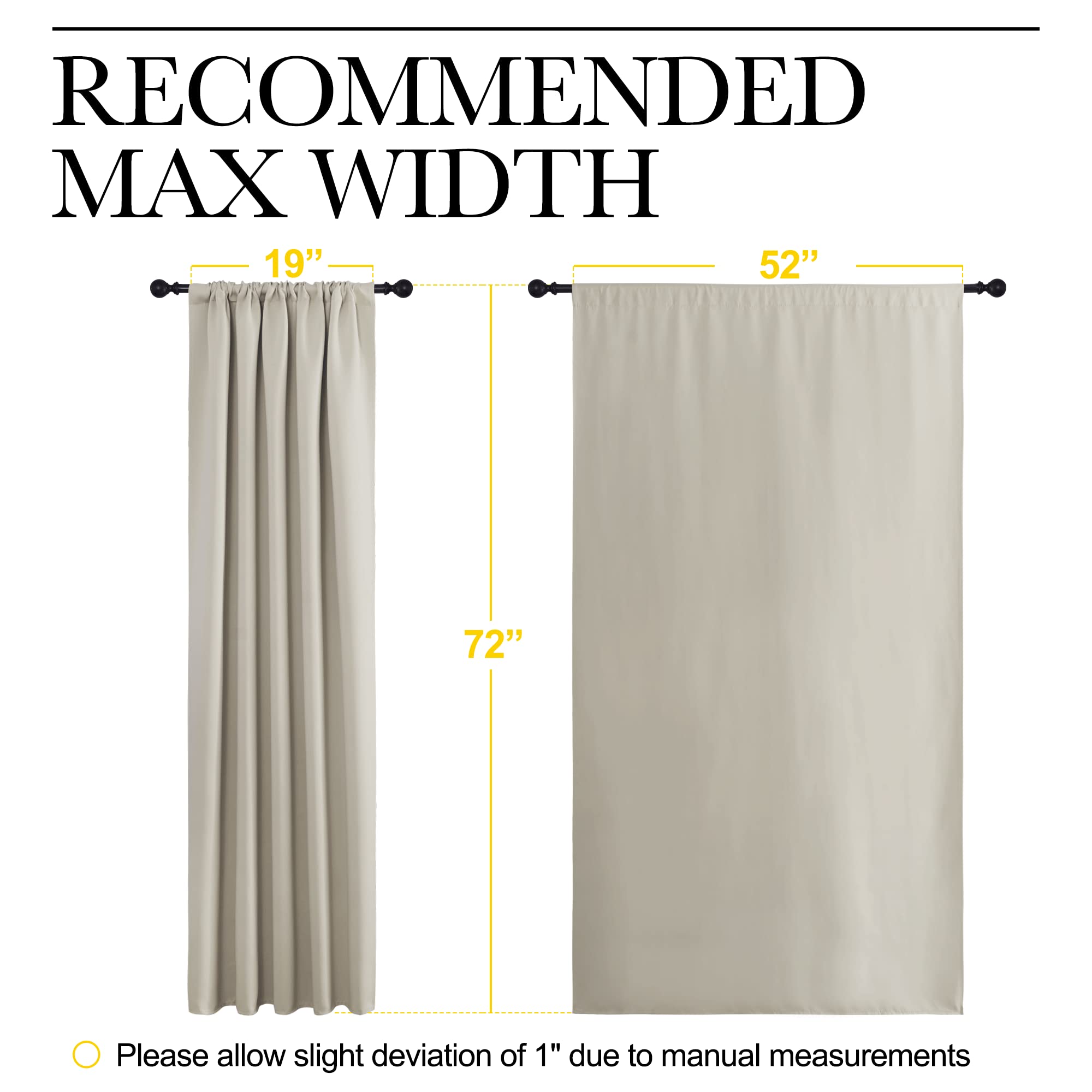 NICETOWN Blackout Curtains for Living Curtains, Room Darkening Window Curtain Panels, Easy-Care Solid Thermal Insulated Draperies/Drapes for Daughter Room (Natural, 2 Panels, 52 by 72)