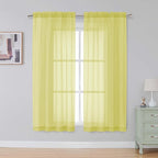 Simplebrand Lemon Sheer Curtains 63 Inch Length 2 Panels, Rod Pocket Solid Color Window Sheer Curtain Panels, Elegant Curtains & Drapes for Living Room, Bedroom 2 Panels (Ivory, 42" W x 63" L)
