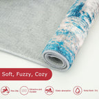 KOZYFLY Modern Abstract Runner Rug 2x6 Turquoise/Beige/Grey/Yellow Runners for Hallways Kitchen Rug Non Slip Washable Carpet Rug Runner Laundry Mat with Soft Low Pile for Entryway Bathroom Bedroom