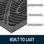 Colorxy Waterproof Doormat, Sturdy Natural Rubber Front Indoor Mat, Non Slip Low Profile Outdoor Door Mats, Stain and Fade Resistant Floor Mats, Easy Clean Patio Entry Mat, 30''x17'', Light Grey