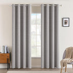 MIULEE Linen Texture Curtains for Bedroom Solid 100% Blackout Thermal Insulated Light Gray Curtains Grommet Room Darkening Drapes for Living Room Nursery 52x108 Inch (2 Panels)