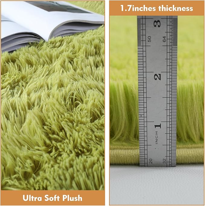 Super Soft Circle Rugs for Girls Princess Castle Toddlers Play Tent 4 Diameter Circular Area Rugs for Kids Bedroom Baby Room Decor Round Shag Playhouse Carpets(Φ4, Grass Green)
