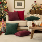 MIULEE Soft Chenille Throw Pillow Covers Red 18x18 Inch Pack of 2