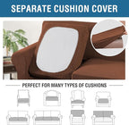 H.VERSAILTEX 4 Piece Stretch Sofa Covers for 3 Cushion Couch Covers for Living Room Furniture Slipcovers (Base Cover Plus 3 Seat Cushion Covers) Thicker Jacquard Fabric (Large Sofa, Caramel)
