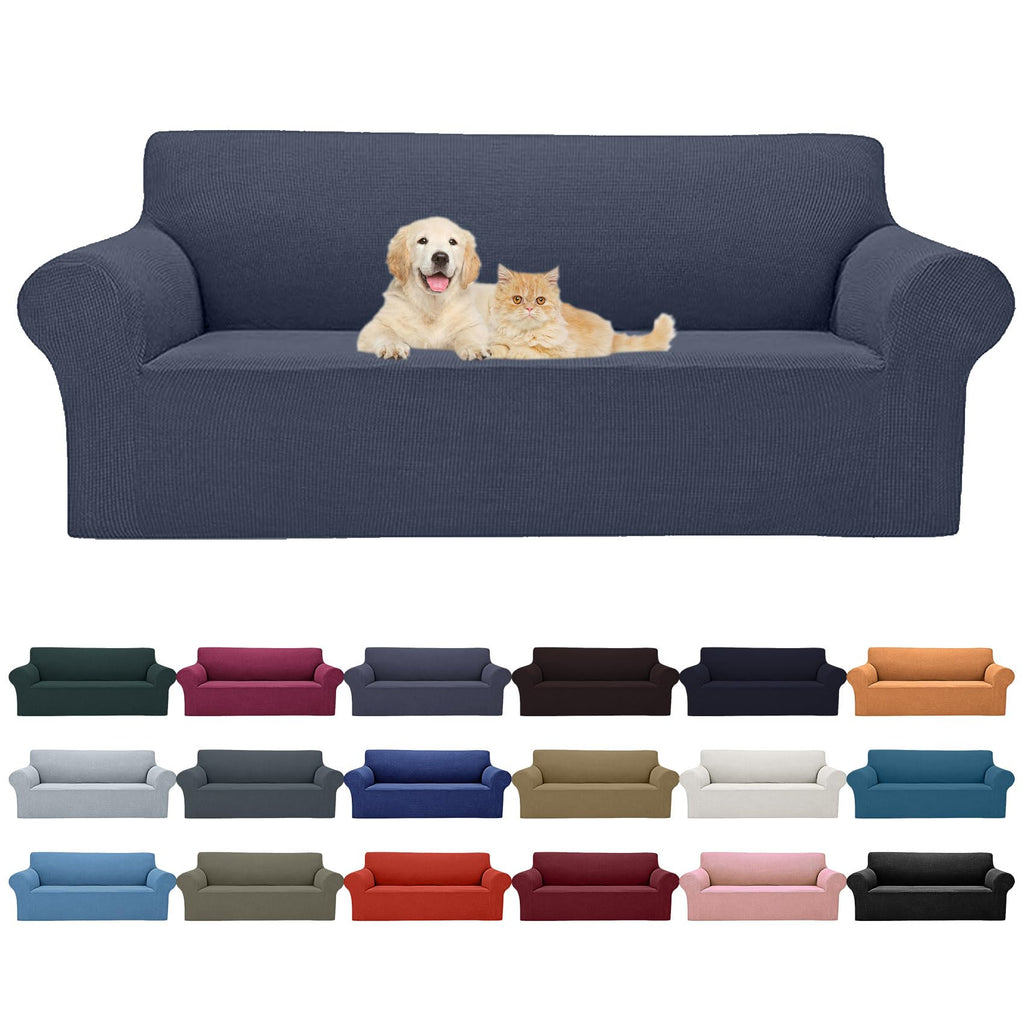 Cupuamon 2026 New Stretch Sofa Slipcovers Couch Cover for 3 Cushion Furniture Protector Sofa Covers with Elastic Bottom Jacquard Fabric Small Checks for Pets, Kids -Sofa, Charcoal