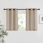 NICETOWN Taupe Linen Kitchen Window Curtains Over Sink, Grommet Thick Linen Taupe Short Window Treatments Privacy Assured with Light Filtering for Bedroom/Bathroom, W34 x L36, 2 Panels