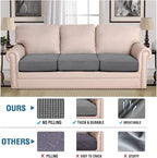 H.VERSAILTEX Super Stretch Individual Seat Cushion Covers Sofa Covers Couch Cushion Cover Slipcover Sets Thick Jacquard Textured Twill Fabric (3 Piece Sofa Cushion Covers, Grey) (Pack of 2)