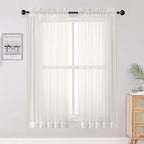 OWENIE Ivory Sheer Curtains 68 Inch Length 2 Panels Set for Bedroom Living Room, Light Filtering Voile Sheer Curtains, Airy Rod Pocket Farmhouse Curtain, Ivory, Each 42Wx68L inch